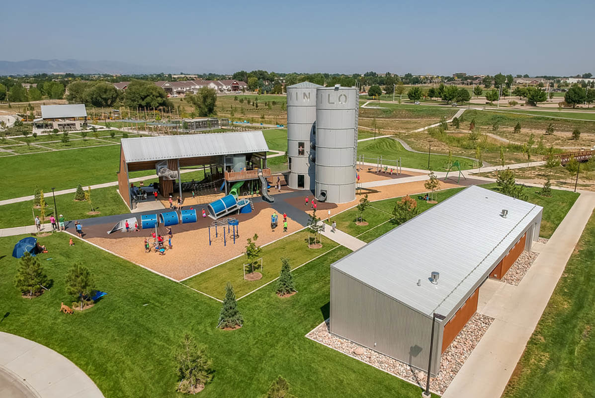 Shot of Twin Silo Park in Fort Collins