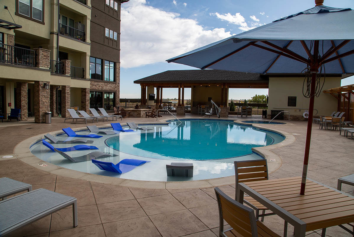 The pool at Rise Luxury Apartments